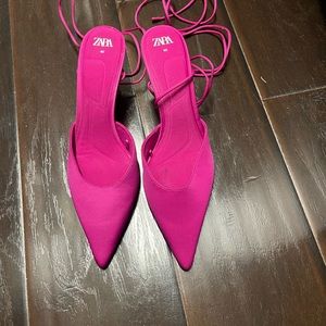 Zara, pink scrappy kitten heels gently used only worn once